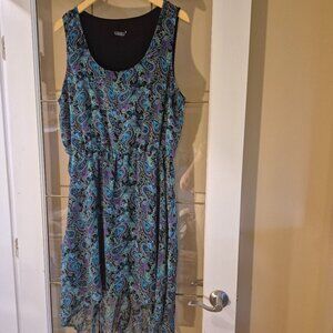 Clientele Paisley Hi-Low Hem Sleeveless Dress